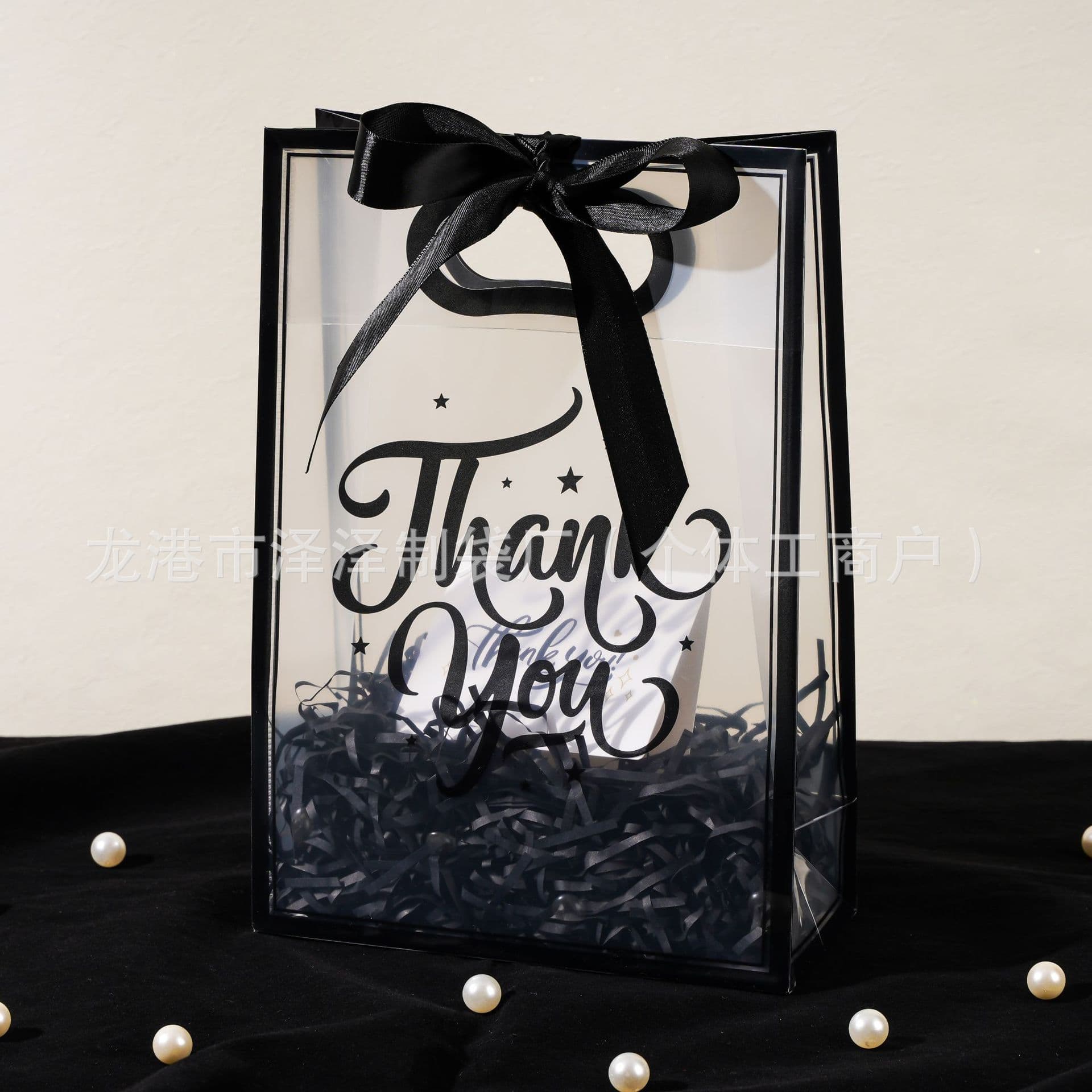 Transparent PP frosted handbag gift packaging bag, wedding candy plastic tote bag, custom printed logo