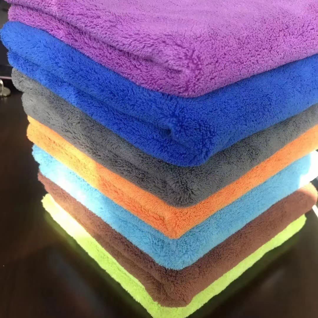 Amazon Large Edgeless Coral Fleece Car Wash Towel Thickened Car Wiping Absorbent Towel Multifunctional Coral Fleece Car Wiping Towel