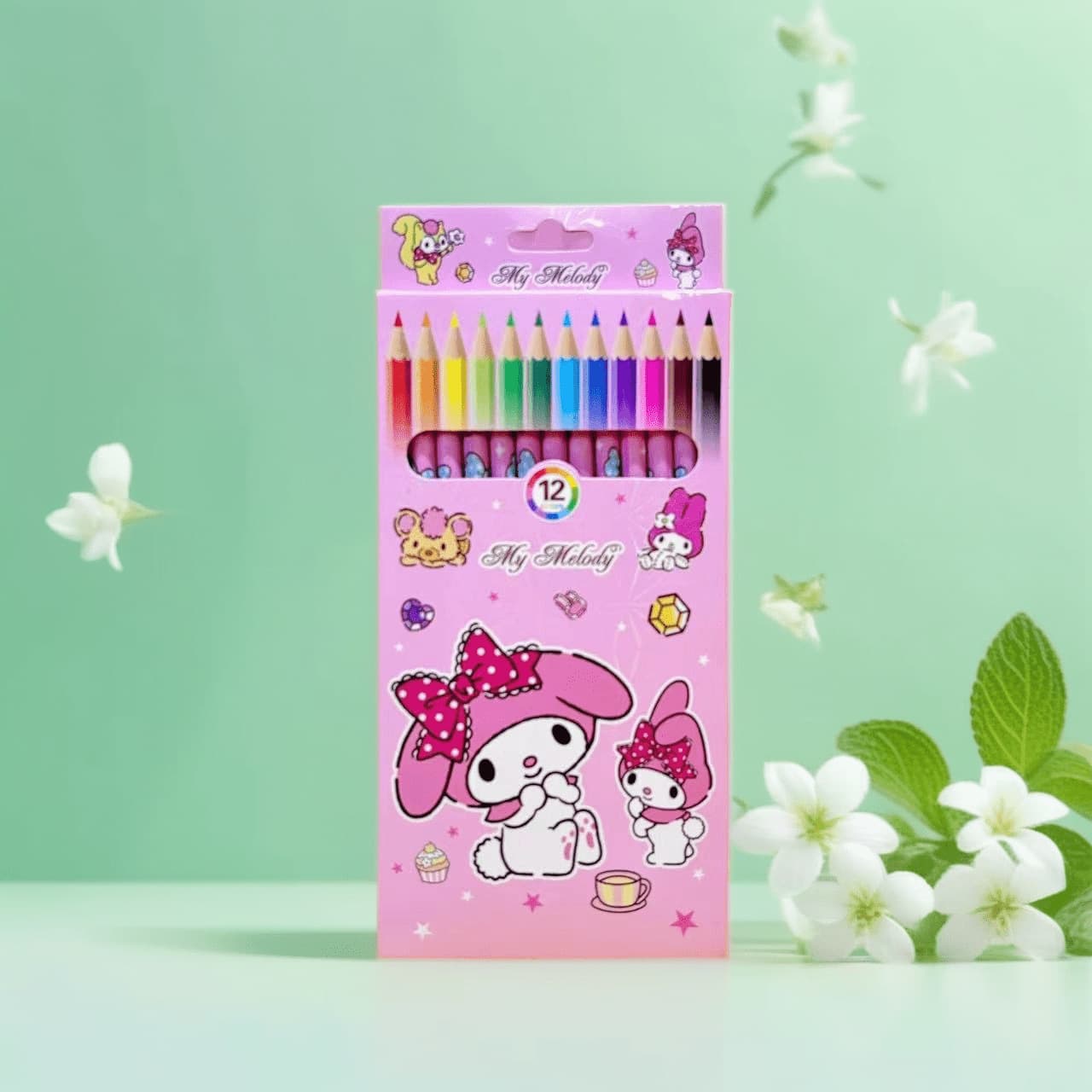Sanrio Kuromi Cartoon Children's Drawing Graffiti 12 Color Pencils Painting Learning Supplies Stationery