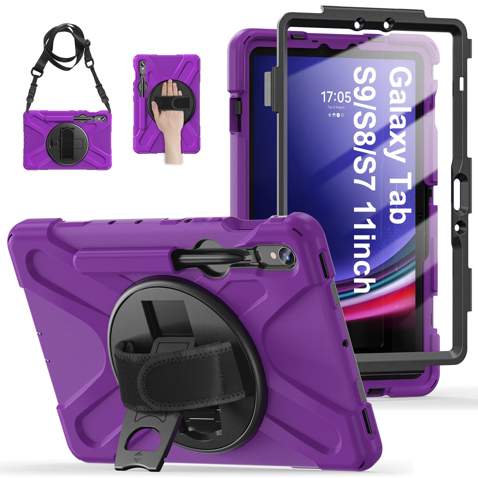 Suitable for Samsung tablet protective case Tab S9 11-inch S8 X710/X810 protective case all-inclusive anti-fall bracket