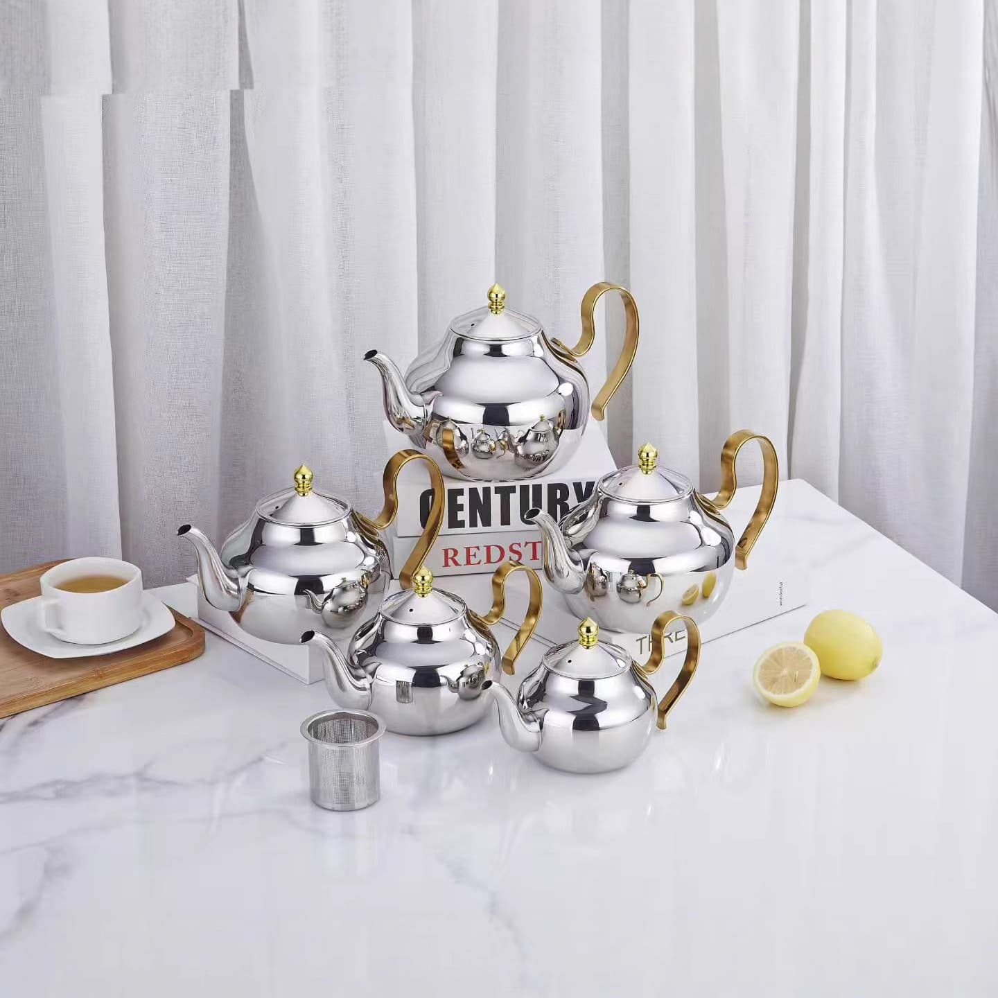 Middle Eastern Teapot, Arabic Coffee Pot, Floral Teapot, Palace-Style Teapot, Mother-Daughter Teapot, Cross-Border Tea Pot, Stainless Steel Teapot