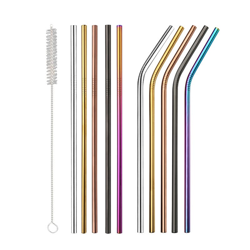 304 Stainless Steel Straw 40oz Car Cup Straight Straw Portable Stirring Metal Straw Coffee Milk Tea Bent Straw