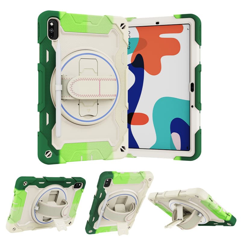 For Huawei Matepad 10.4 Colorful Silicone Tablet Case Glory V7 Strap Hand Strap Rotating Protective Case