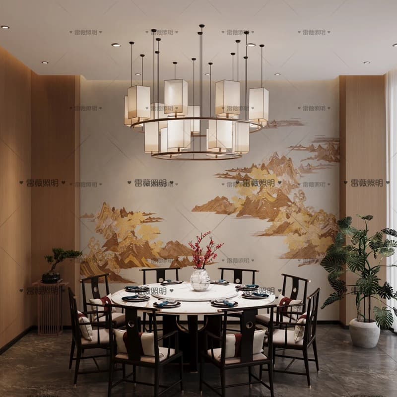New Chinese Style Dining Room Chandelier 2025 New Elegant Chinese Style Zen Tea Room Private Dining Room Chandelier
