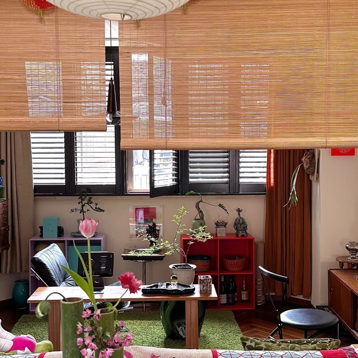 Bamboo Roller Curtain for Amazon Partition, New Chinese Style Summer Japanese Blackout Curtain for Outdoor Tea Room and Home Use