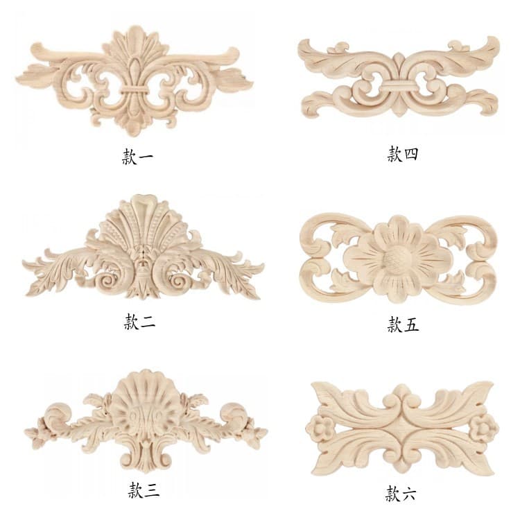 Dongyang wood carving European applique rubberwood long floral pieces furniture decorative accessories ready stock wholesale retail.