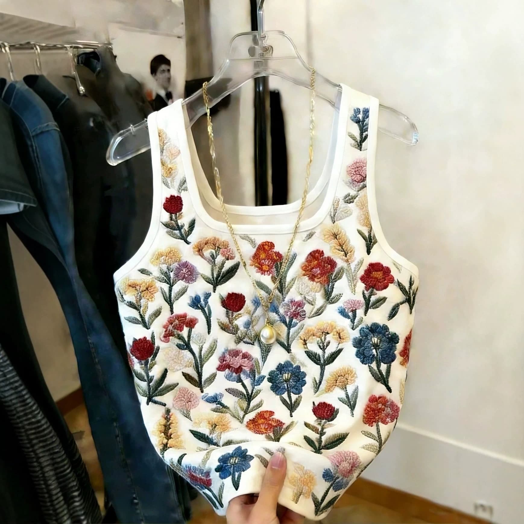 Cross-Border Supply of Ready-Made European and American Floral Print Vests, Short Slim-Fit Sleeveless Tops for Women, Suitable for Both Inner and Outer Wear