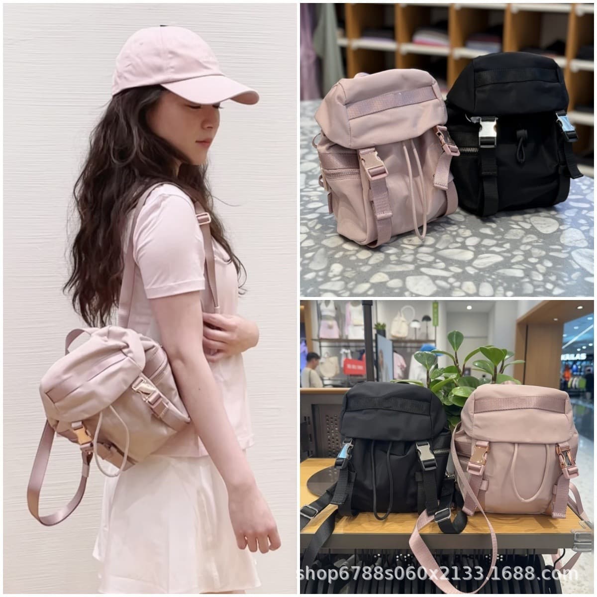 lululemon backpack 3 liters casual fitness bag backpack single shoulder cross-body bag nylon expansion wear-resistant and lightweight