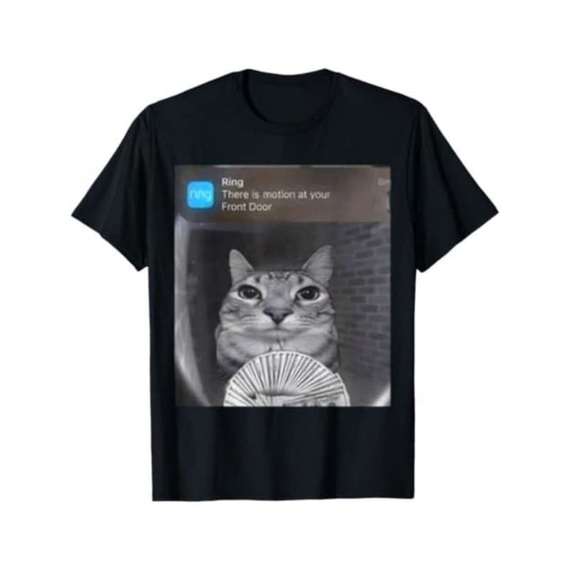 Cross-border EU Size Funny Cat Shirt Ring Cat With Motion Meme T-Shirt