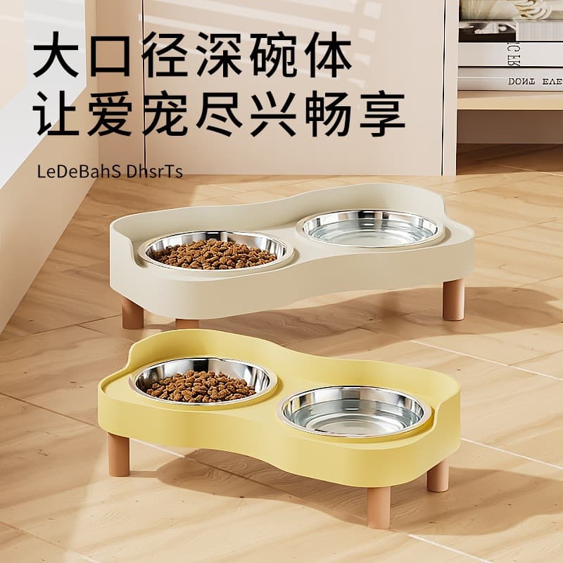 Dog Bowl Stainless Steel Anti-Spill Cat Bowl Drinking Water Two-In-One Pet Bowl Dog Food Bowl Double Bowl 2-in-1 Stainless Steel Dog Bowl