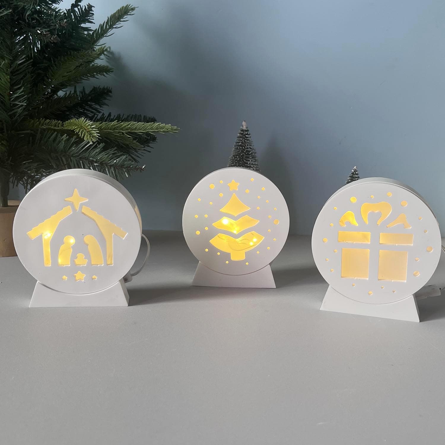 Christmas Series Round Christmas Atmosphere Light Silicone Mold Decorative Display Stand Plaster Glue Mold