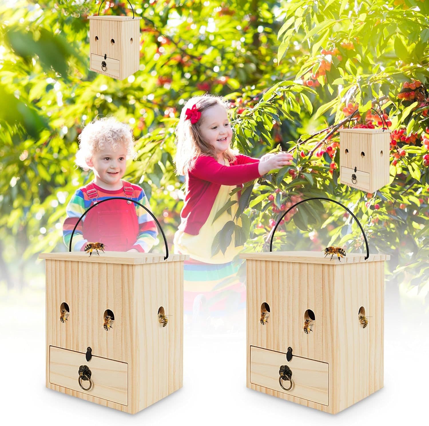Wooden Outdoor Carpenter Bee Trap Wooden Wasp Trap Bee Trap House Bee Nest Bee House