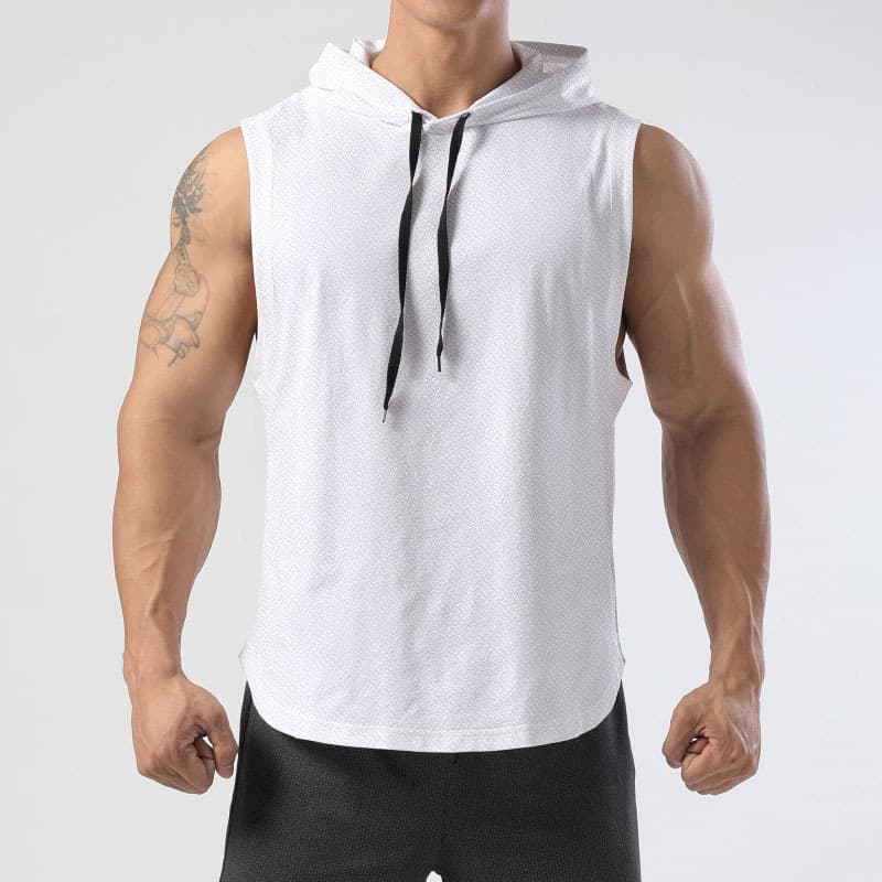 New Summer Sports Vest Men's Hooded Loose Sleeveless Fitness Basketball Training Hooded Tank Top for Men and Women