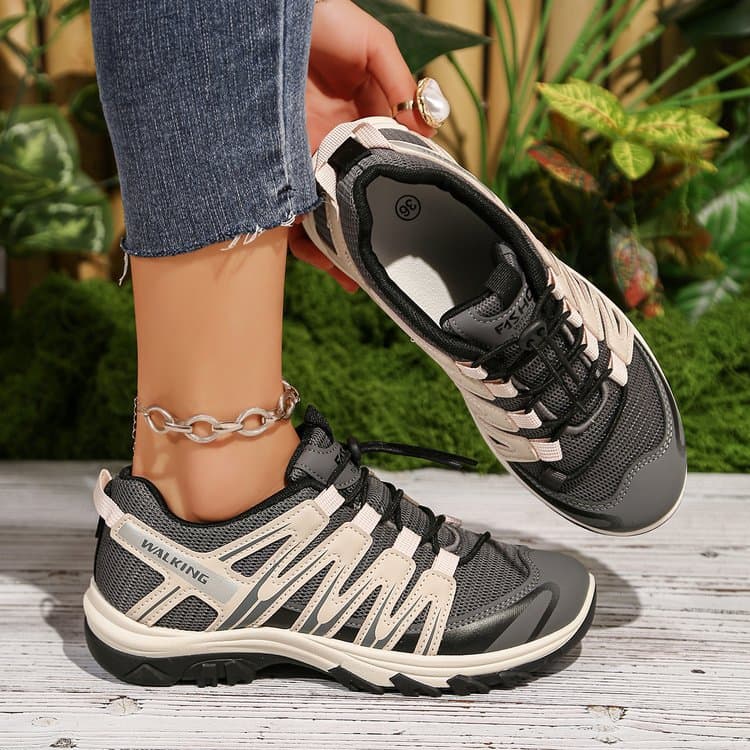 Oversized Fashion Sports Casual Shoes for Women 2026 Spring/Summer New Round Toe Lace-Up Color Block Dad Shoes Wholesale