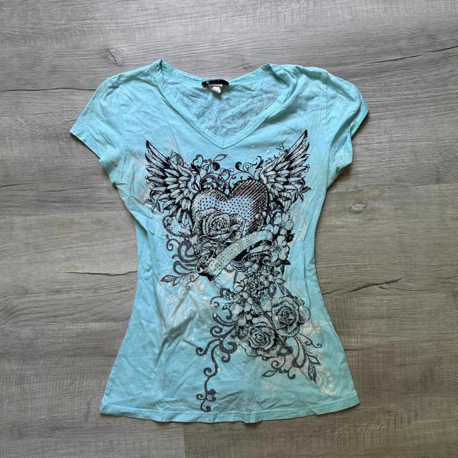 American Vintage Subculture Light Blue Short Sleeve T-Shirt Summer 2025 New Style Slim Fit Flattering Versatile Top