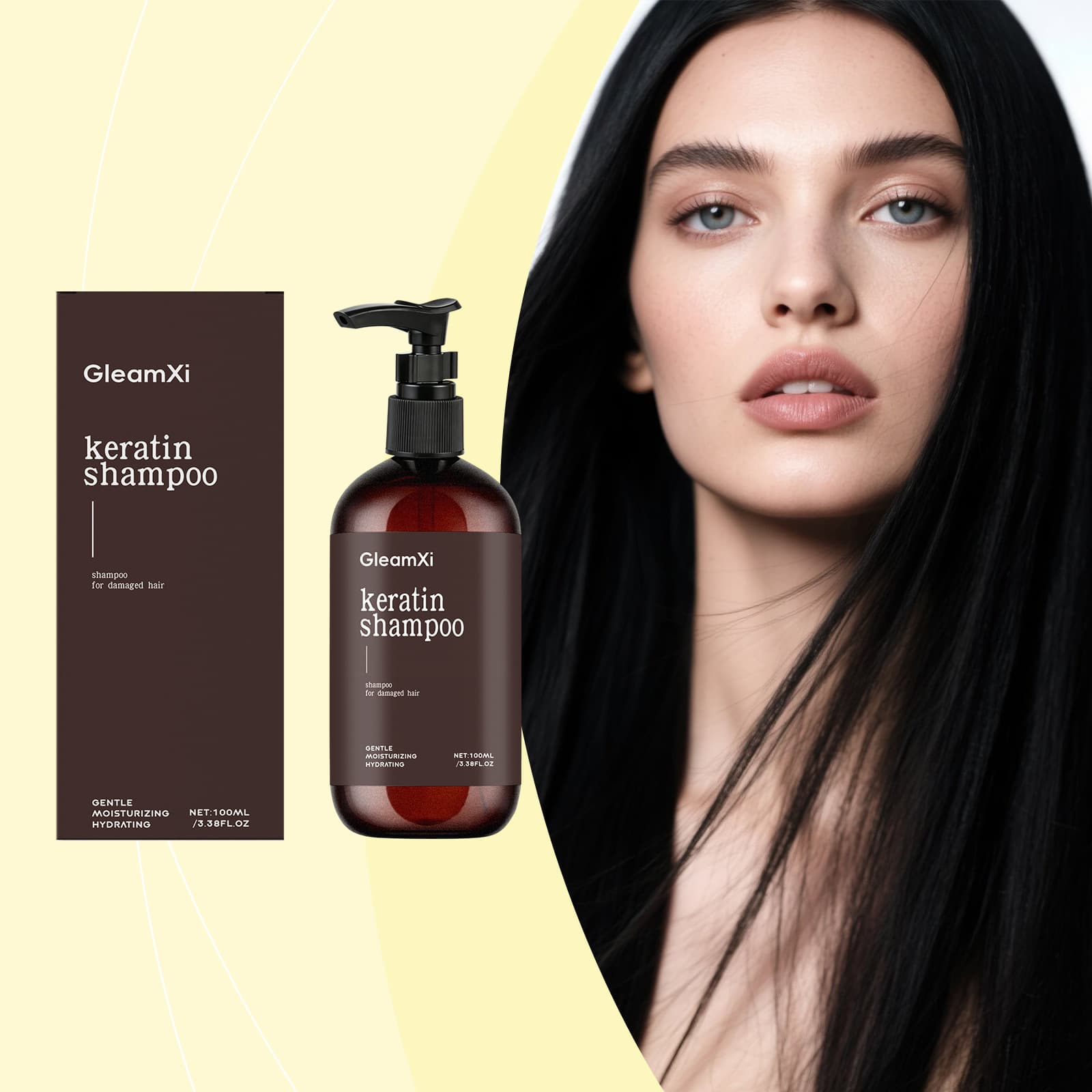 Gleamxi Keratin Shampoo Gentle Scalp Cleansing Refreshing Hair Silky Smooth Shampoo
