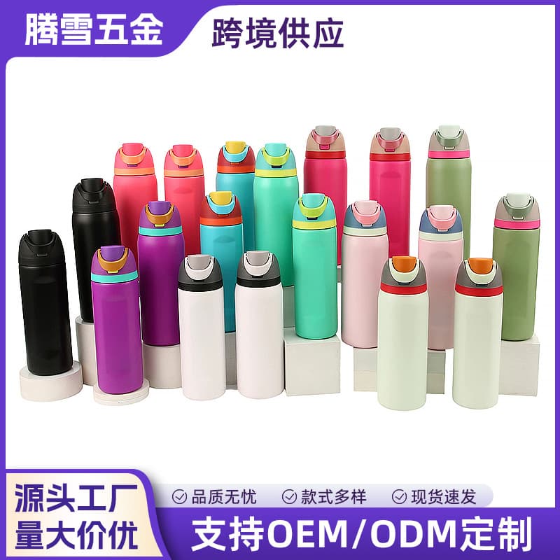 Cross-border Owala-style Fruit Cup 304 Stainless Steel Insulated Tumbler Outdoor Portable with Handle Dual-Drink Pop-Up Lid