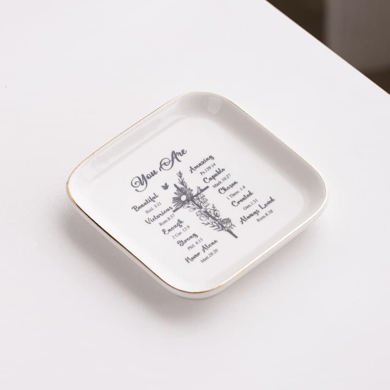 Cross-border ins style European square irregular ceramic jewelry plate Valentine's Day Mother's Day jewelry bracelet ring exhibition