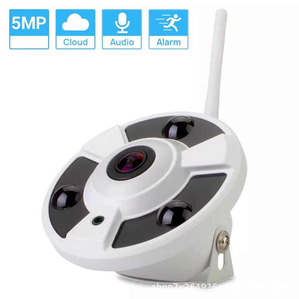 Wireless WiFi Panoramic 5MP Infrared Surveillance Camera 360° Metal Fisheye with Card Slot HD Camera