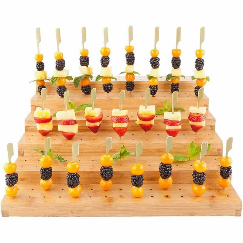 Wooden Cake Pop Stand, Lollipop and Candied Haw Display Rack, Trapezoidal Showcase Made of Bamboo Wood