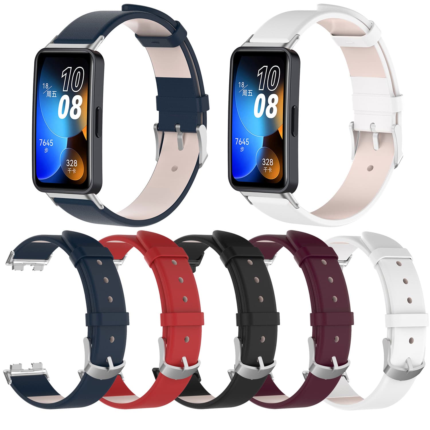 Genuine Leather Watch Band for Huawei Band 8 9 10, Business Replacement Wristband for Band 8 NFC Smart Watch