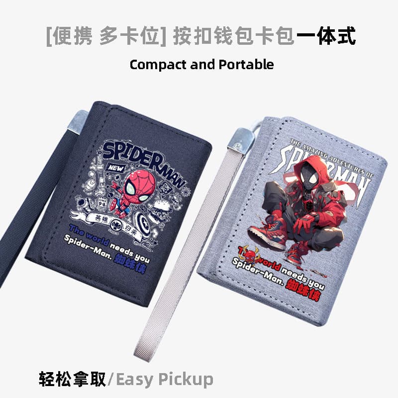 Spider-Man Wallet for Boys and Girls, Student, Personality, Creative, Trendy Canvas Marvel Coin Purse, Teenager Children Card Holder