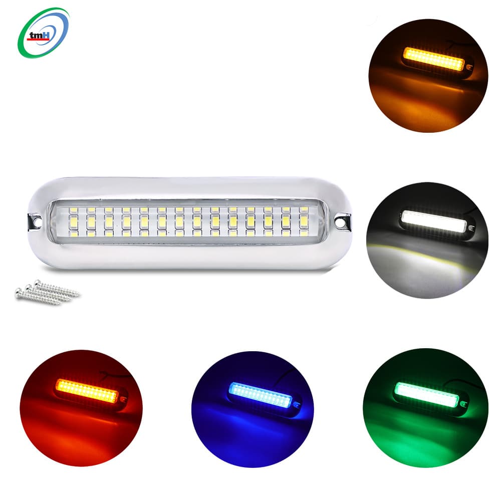 Waterproof Stainless Steel Boat Yacht LED Underwater Light Visible Seabed Light 42LED 10-30V White Light Blue Light Yellow Light