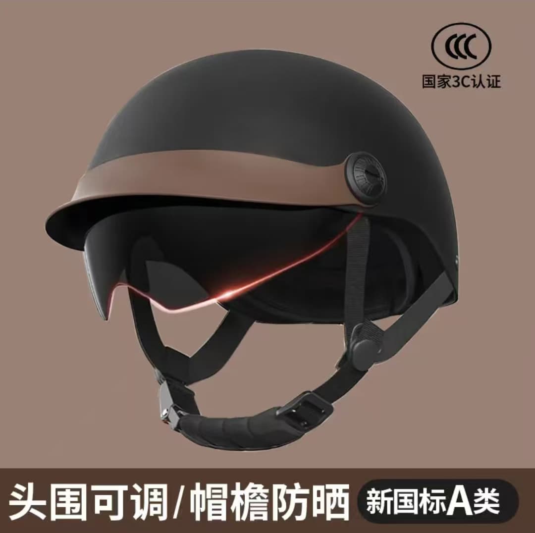 Certified Electric Motorcycle Helmet, Men's and Women's Summer Sunscreen UV Hat, Four Seasons Universal Half Helmet for Summer