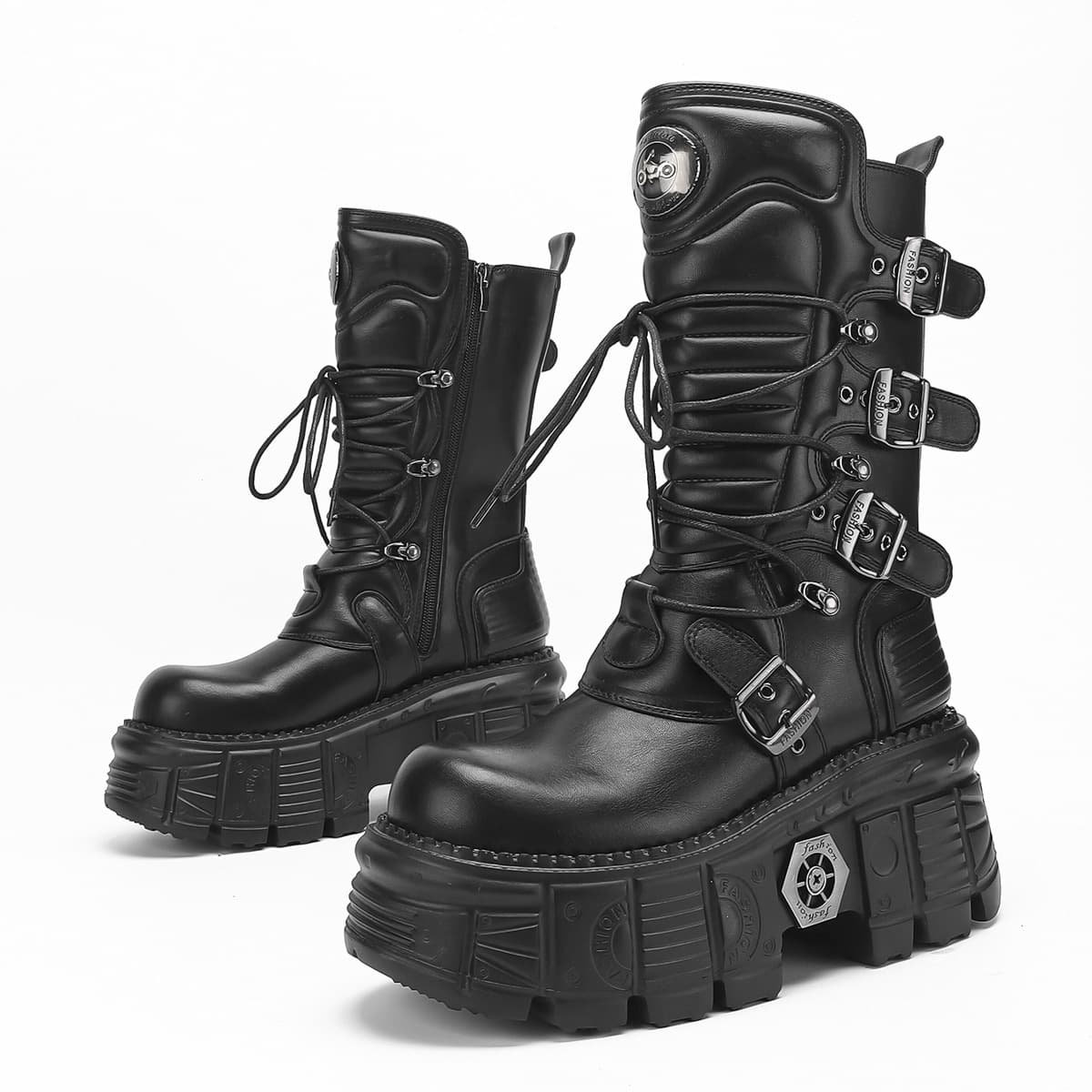 Spanish Rock Dark Subculture Short Boots Cyberpunk Motorcycle Boots Heavy Metal Thick Sole Martin Boots