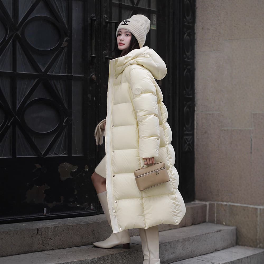 Dupont triple-protection white duck down padded coat for women mid-length over-knee 2025 winter new style couples thickened trendy outerwear