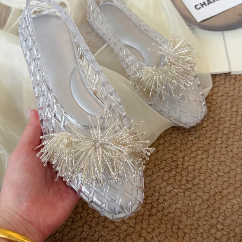Korean Hollow Single Shoe Summer Accessories Flower Cluster Atmosphere Versatile High-End Niche Crystal Shoe Accessories