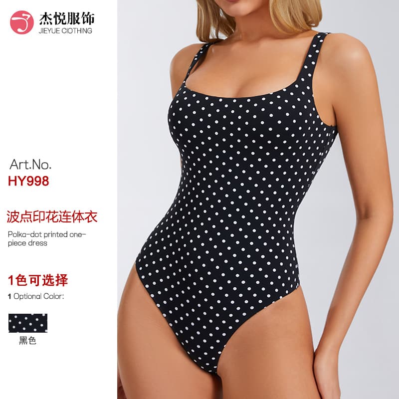 Cross-Border Sexy Backless Bodysuit Women Black Polka Dot Butt-Lifting Fitness Bodysuit Slimming Waist Shaping Bodysuit