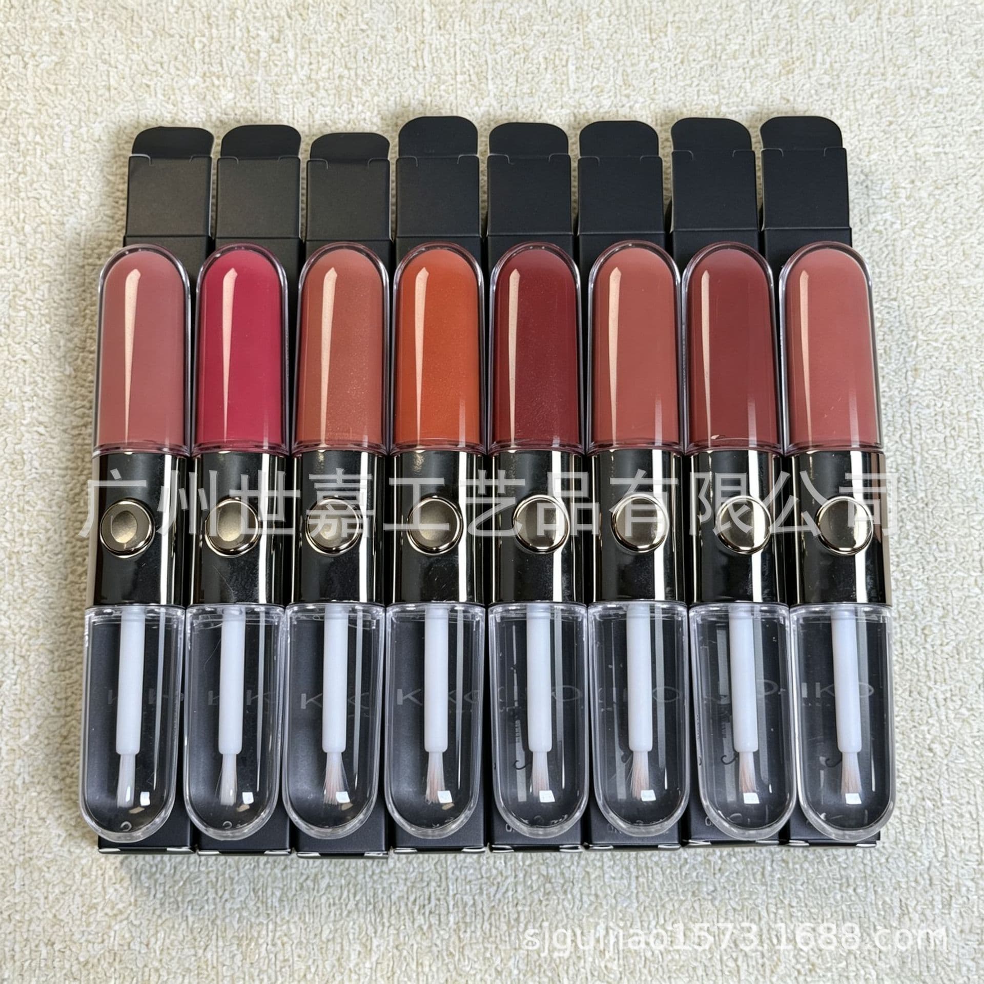 Foreign Trade Double-Ended Lip Glaze Transparent Lip Gloss Lip Tint Lipstick Non-Stick Cup Mirror Water Light Raincoat Glass Lips Women