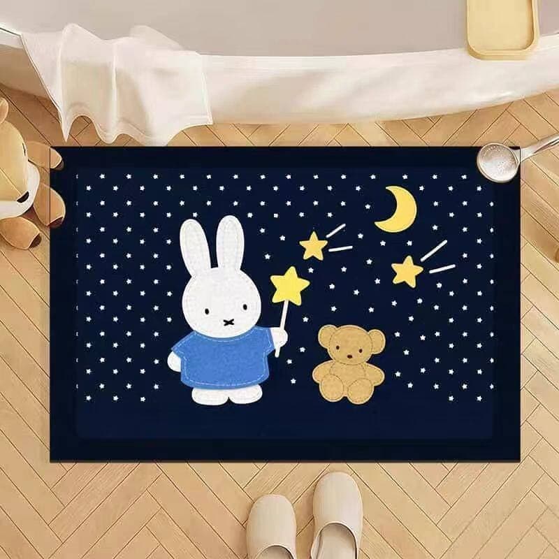 Miffy Rabbit Cute Diatom Mud Floor Mat Bathroom Door Non-Slip Water-Absorbent Floor Mat Home Bathroom Easy-Care Floor Mat