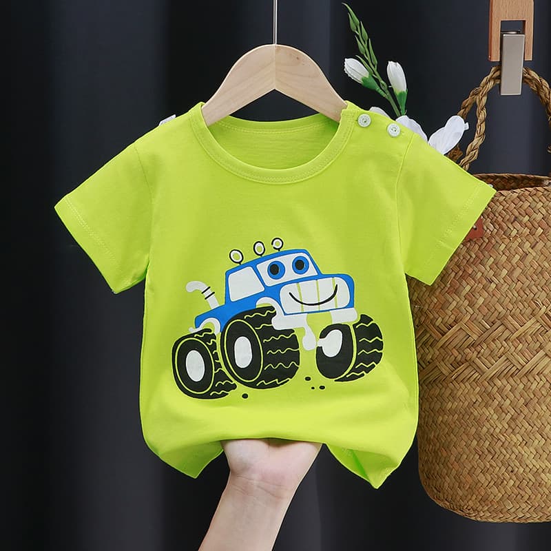Class A Pure Cotton Kids Short Sleeve T-Shirt, Baby Girl Summer Solid Color Cotton Printed Short Sleeve 100% Children's Class A T-Shirt