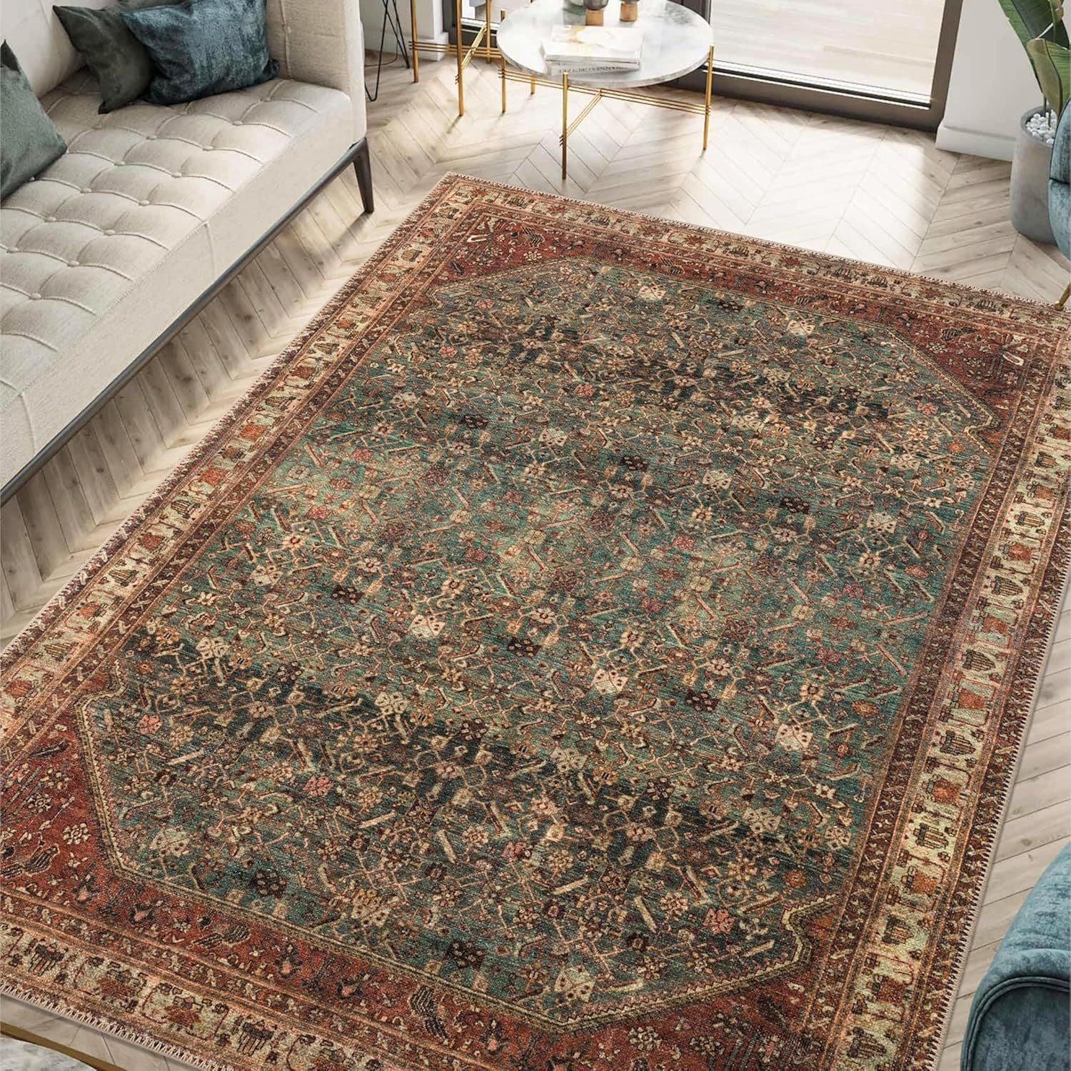 Cross-border Crystal Velvet Carpet Bohemian Style Large Area Flat Laying Water Absorbent Soft Insulation Carpet for Living Room