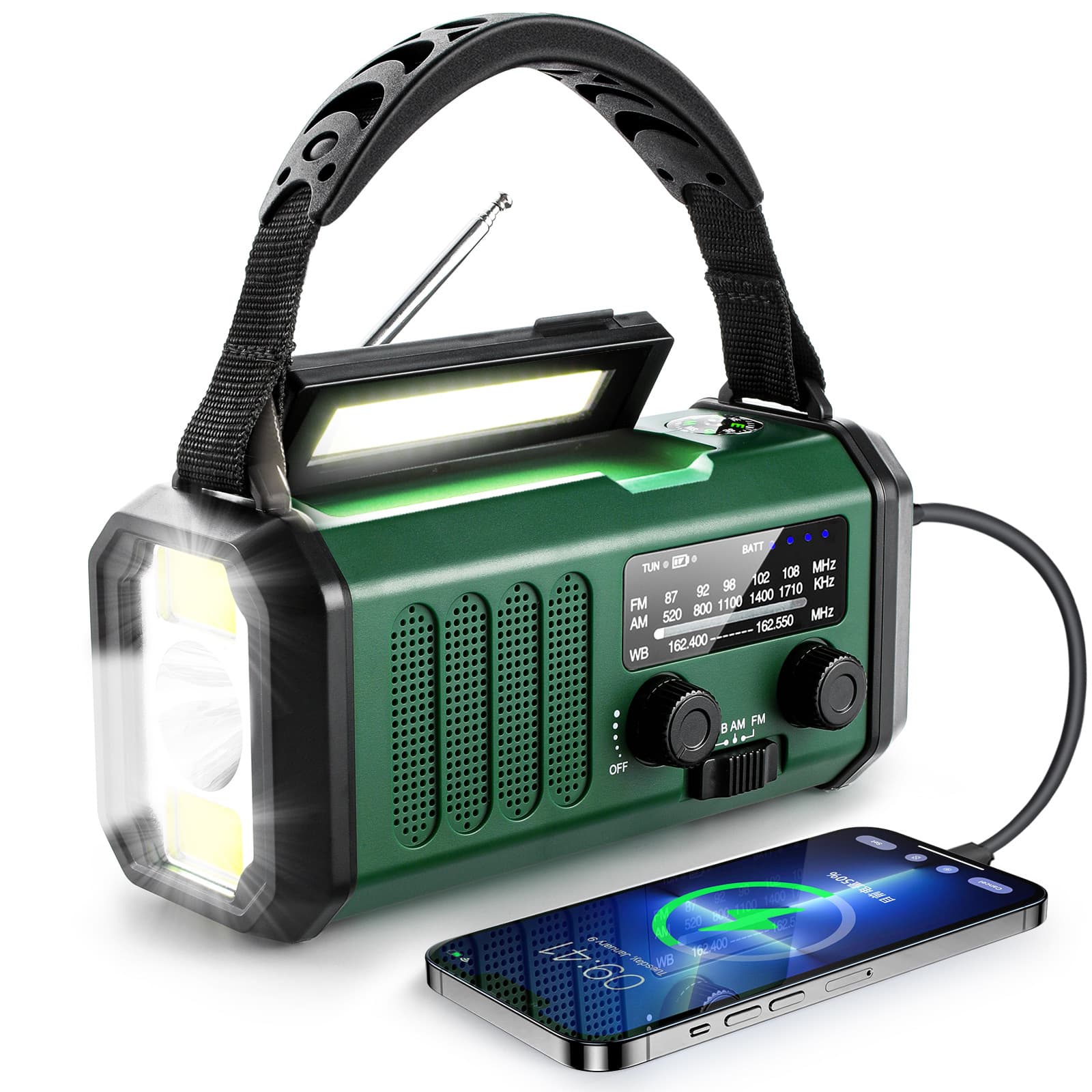 In stock, fast shipping, multi-functional emergency radio, cross-border portable disaster prevention and preparedness hand-cranked solar radio.