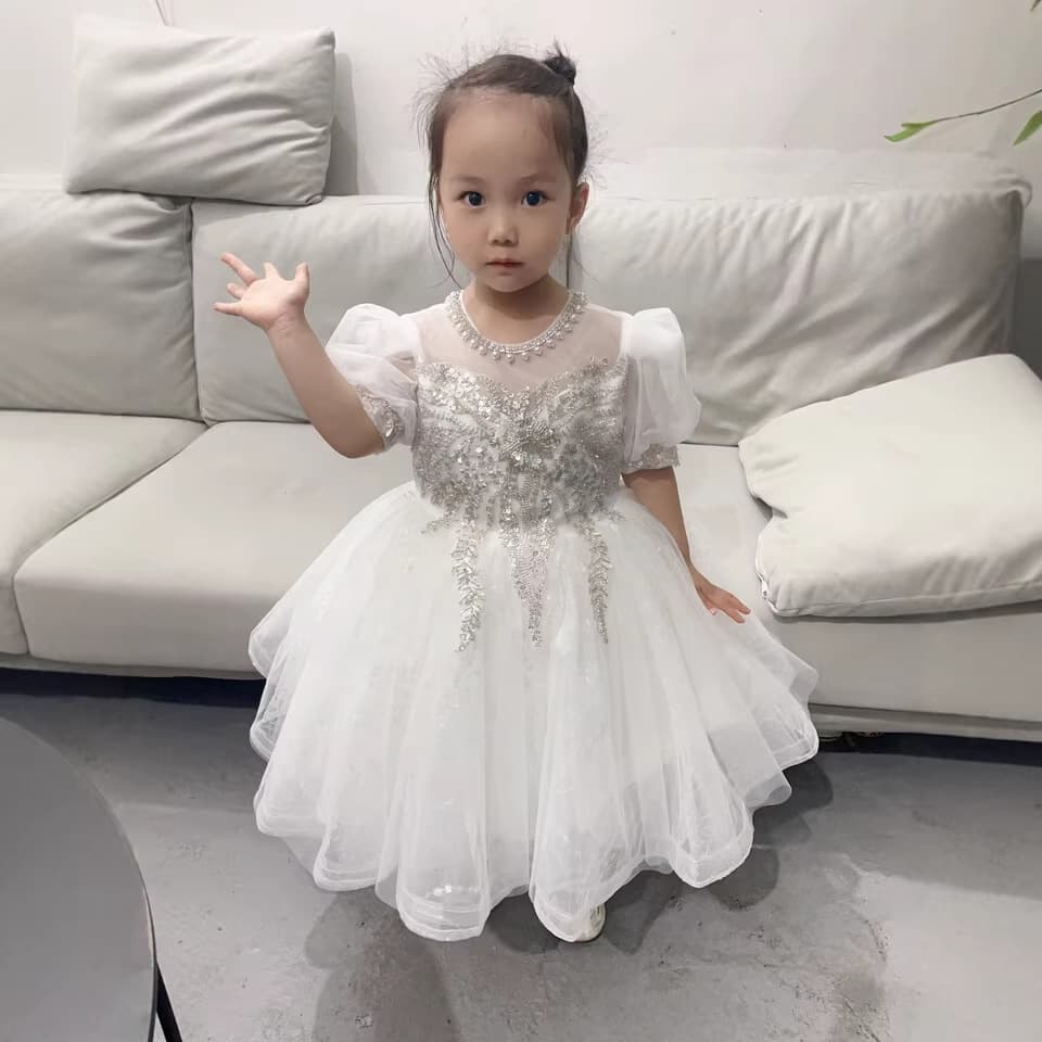 Luxury Baby Girl 1st Birthday Dress, Elegant Princess Gown for Infants, Spring Flower Girl Party Wear