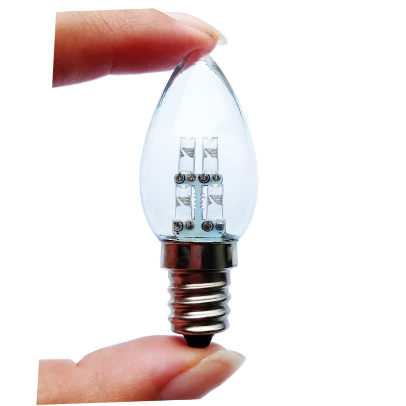0.8W 4LED Pointed Candle Light Night Light Source E12 Small Screw Base Bodhisattva Light Buddha Light Eternal Light C22