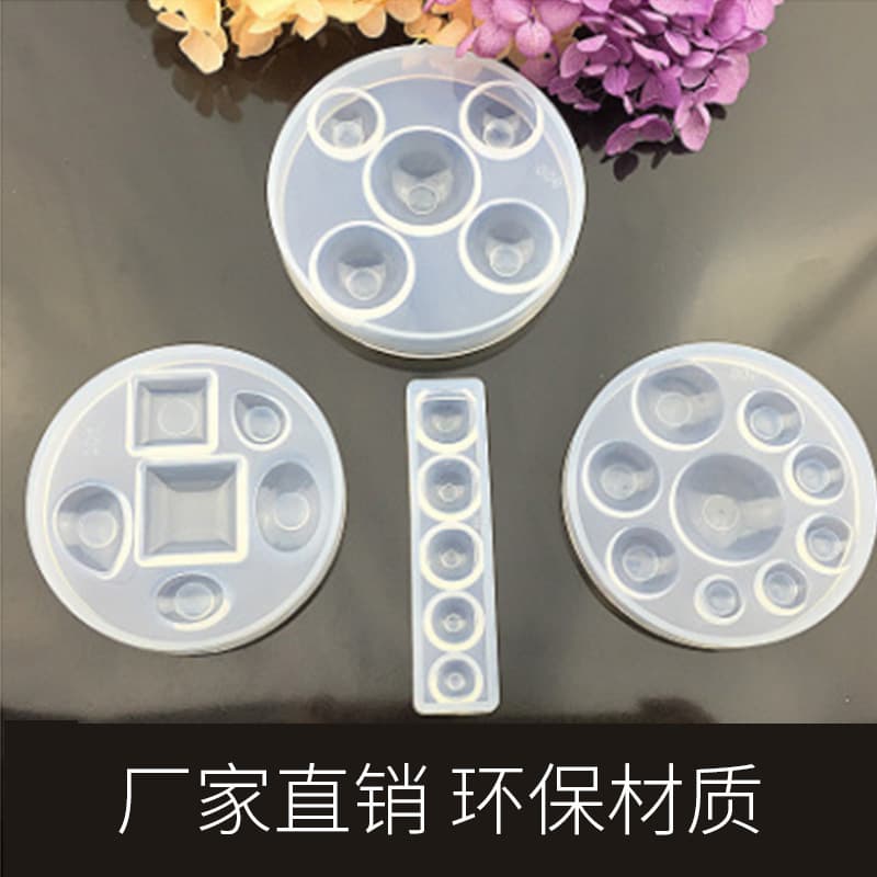 DIY time gemstone crystal glue resin abrasive tool can be equipped with a bottom glass piece, a hemispherical steamed bun round silicone mold
