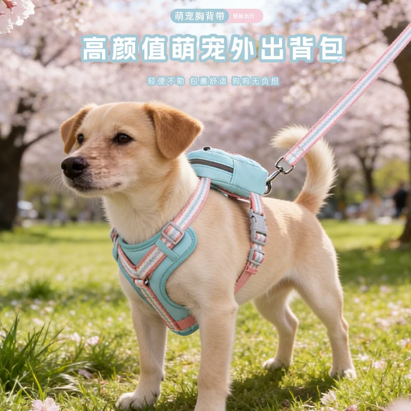 Dog Leash with Backpack, Anti-Pull Small Dog Rope for Carrying Items, Dog Storage Bag