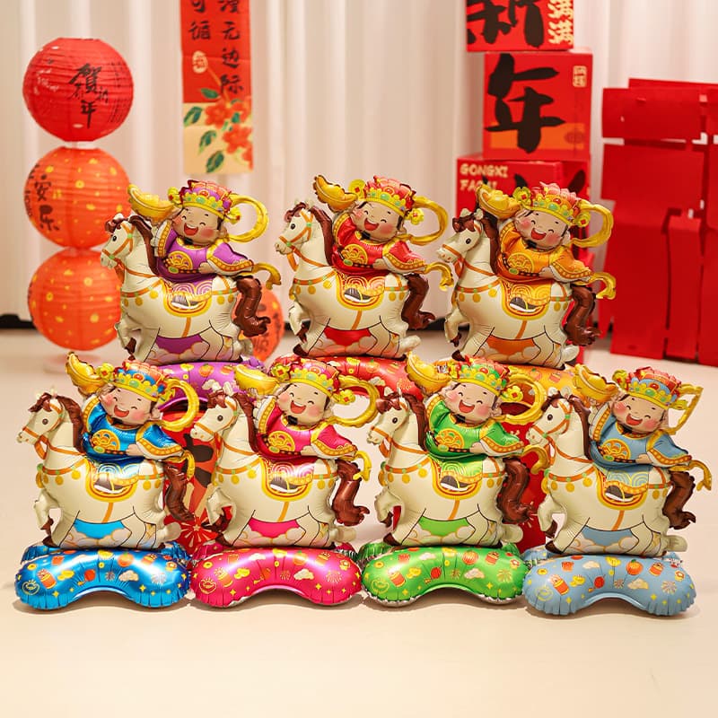 2026 Large Standing Table Balloons New Year Spring Festival God of Wealth Aluminum Foil Balloon Decorations for Malls and Supermarkets
