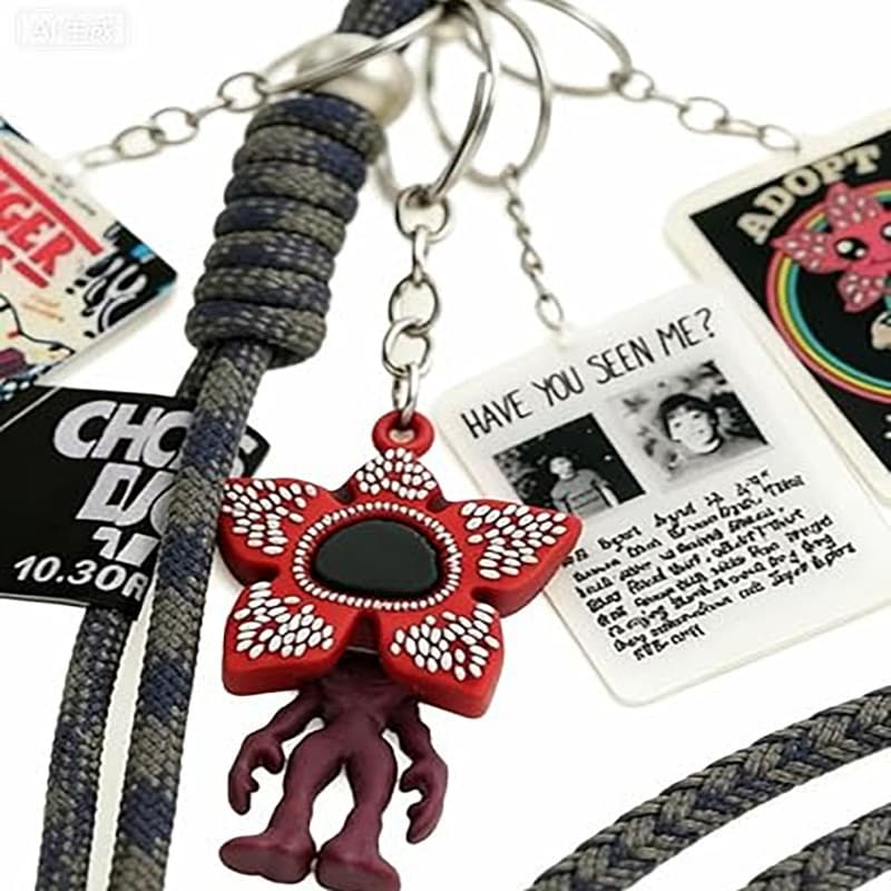 New Trending Stranger Things Cartoon Keychain Mini Figure Pendant Gift Bag Keychain Accessory
