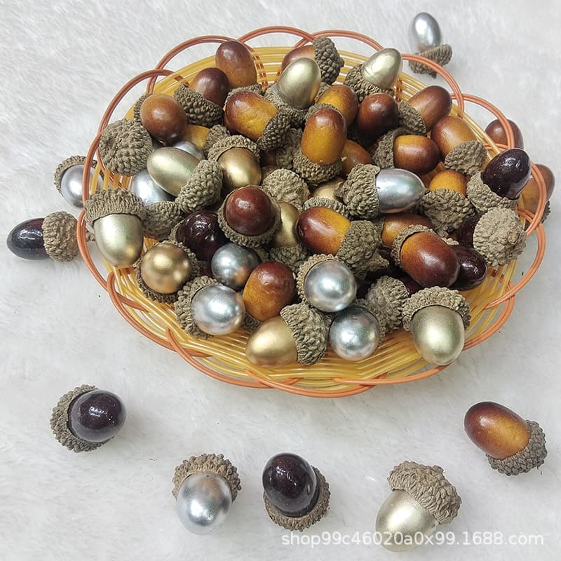 Faux Acorn Champagne Gold Foam Acorn Red Acorn Faux Acorn Christmas Decoration Natural Color Acorn