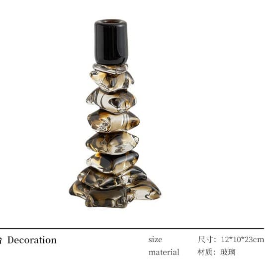 Italian Modern Art Glass Candleholder Set for Coffee Table Bookshelf