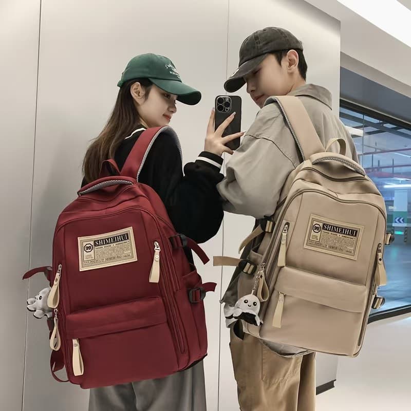 New Waterproof Large Capacity Solid Color Backpack for High School Girls, Oxford Fabric Casual Versatile Backpack