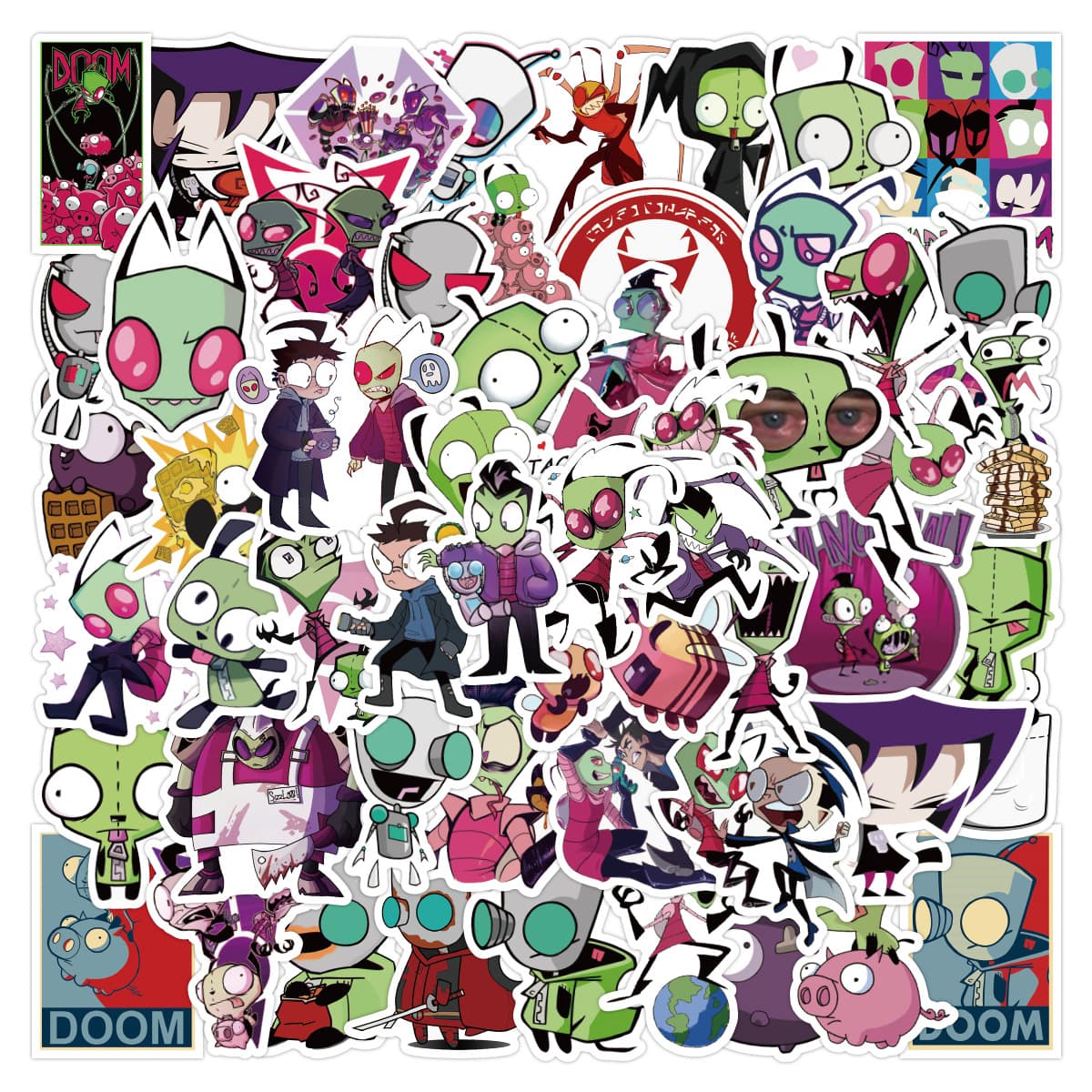 50pcs New Alien ZIM Graffiti Stickers Waterproof for Luggage Laptop Scooter Water Bottle Sticker Wholesale