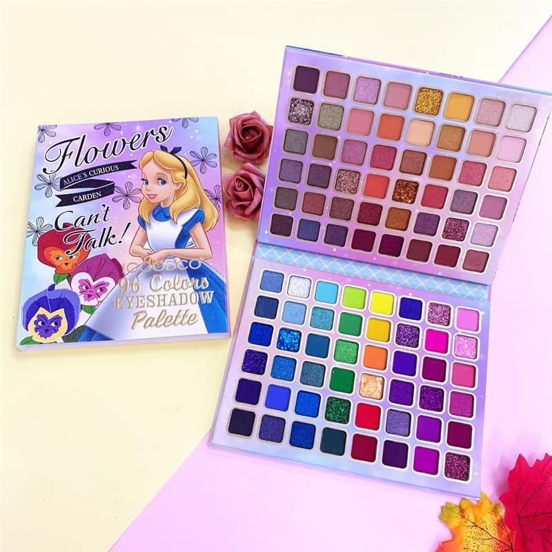 Cross-border Trade Cute Flower Fairy Girl Pattern 96-Color Pearl Matte Glitter Multi-Color Eyeshadow Palette Cosmetics Manufacturing
