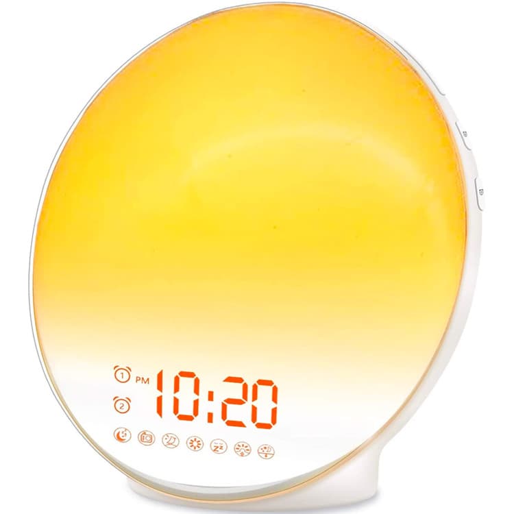 LED Electronic Alarm Clock Simulated Sunrise Sunset Wake-Up Light Colorful Atmosphere Bedside Lamp Noise Children's Alarm Clock