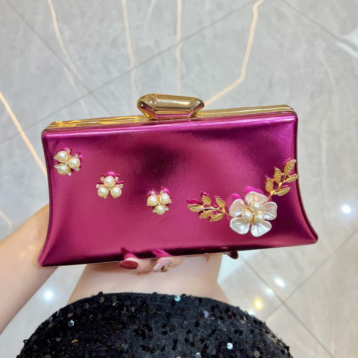 New Fashion Evening Bag with Pearl, Versatile and Elegant Underarm Bag, Chain Shoulder Bag for Women